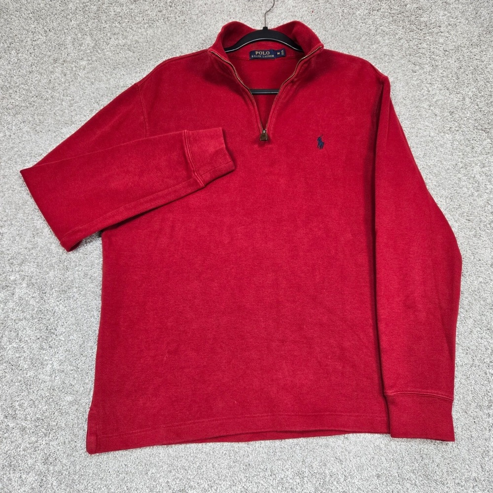 Polo Ralph Lauren Men's‎ 1/4 Zip Pullover Sweater Red